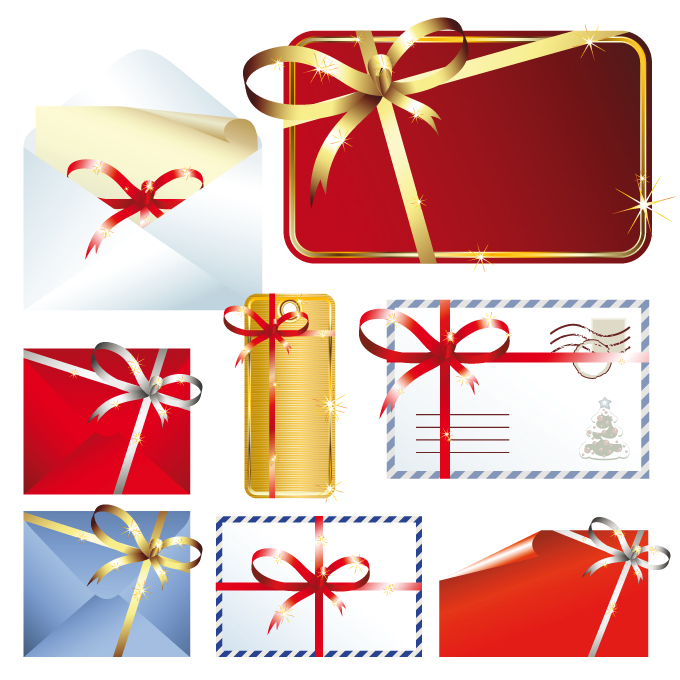 free vector Beautiful christmas cards with envelopes vector